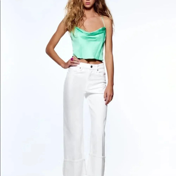 Zara SATIN EFFECT CROP TOP - Picture 2 of 16